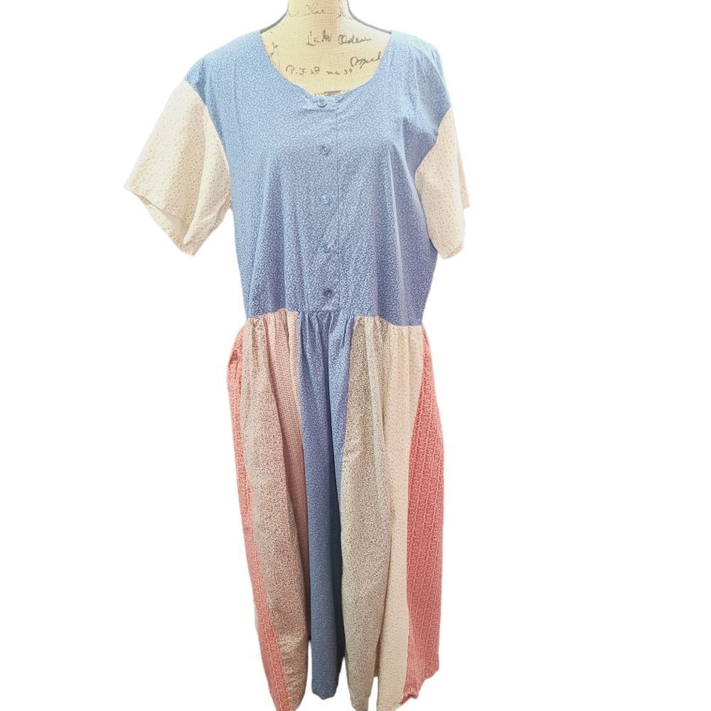 Vintage 70s Patchwork Boho Prairie Maxi Dress